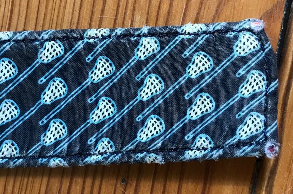 ChalkTalk Sports Lacrosse Crosse Stick Blue Gray Preppy Patterned Belt S-M 39"